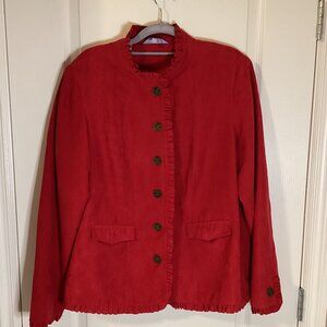 Denver Hayes Women's Red Faux Suede Jacket Blazer Size XL